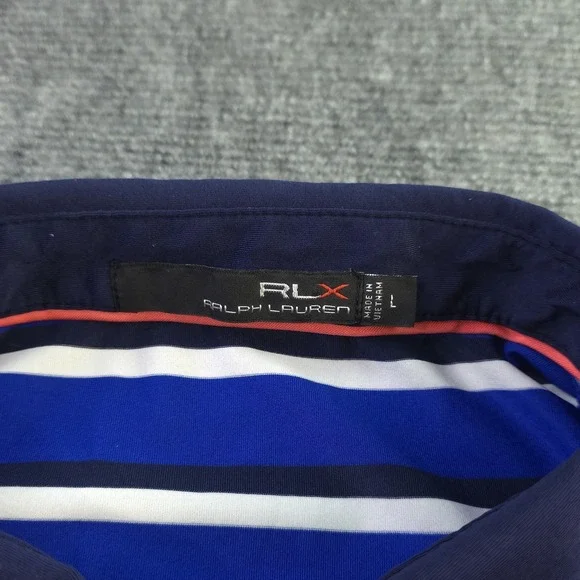 RLX Ralph Lauren Polo Large Blue Striped Performance Golf Short Sleeve Logo - Picture 4 of 9